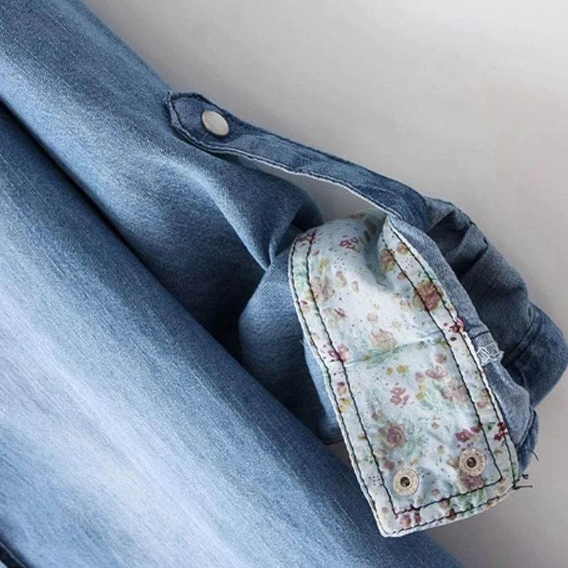 

New Nice Spring Fashion Long Loose Cotton Denim Women Blouses Long Sleeve Shirts Women Tops Jeans Blouse Female Casual Clothing