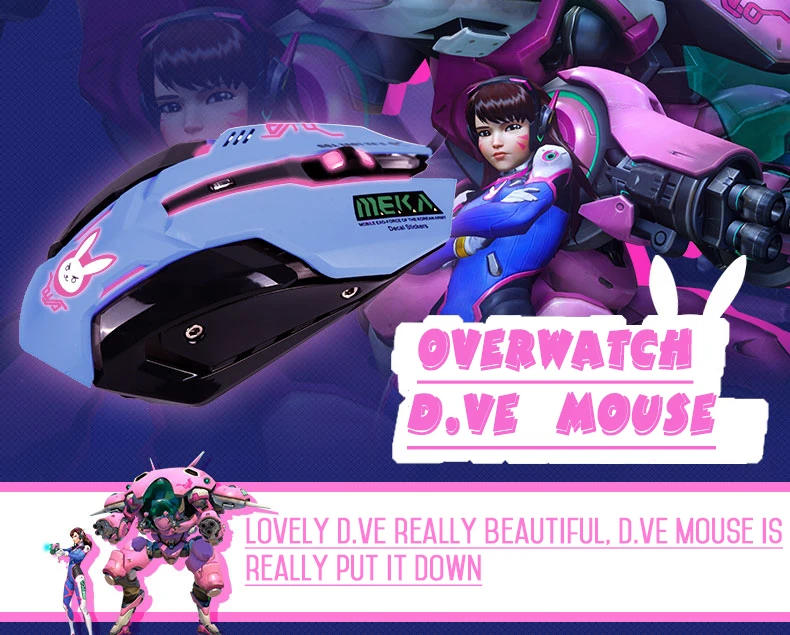 OW мышь, дышащая, светодиодный, с подсветкой, игровая мышь D. VA Mercy Reaper Genji, проводная, USB, компьютерная мышь для ПК, ноутбука, компьютера, Overwatch
