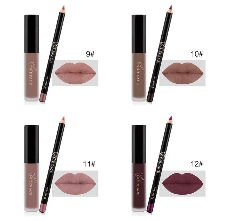 2017 Косметическая ручка карандаш + матовый блеск для губ Модный макияж
