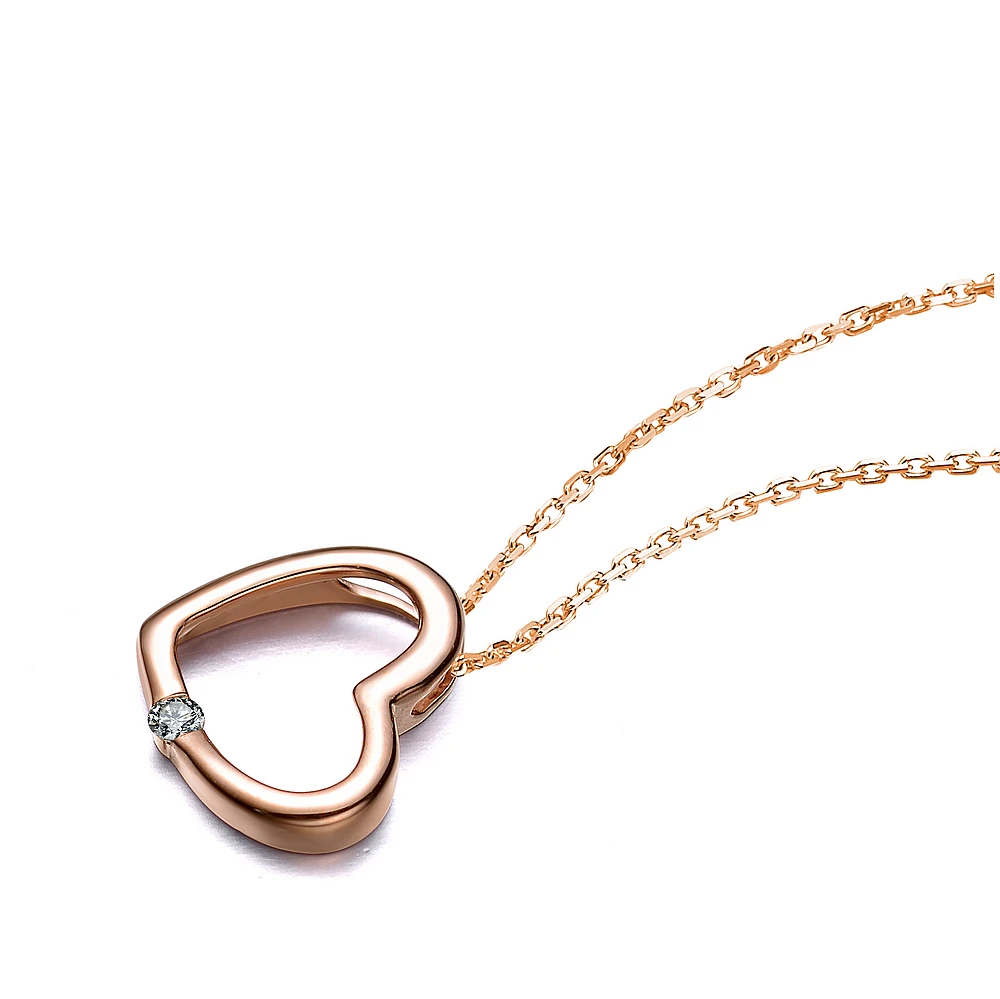 Женская подвеска в виде сердца из твердого золота с бриллиантами 9K|fine jewelry|natural