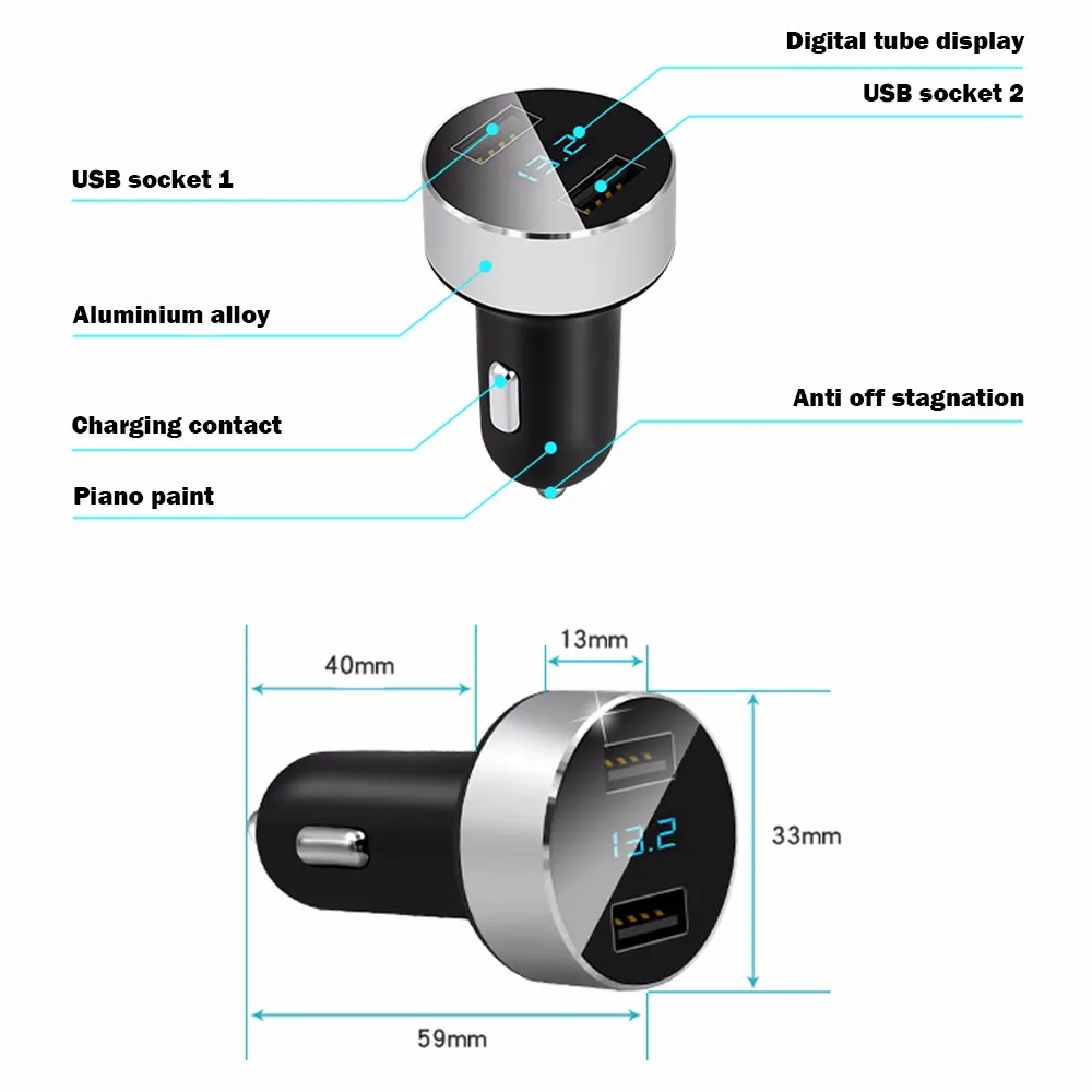 Автомобильное зарядное устройство с двумя usb-портами 5 в 3.1A быстрое зарядное устройство светодиодный дисплей прикуриватель телефон Переходник usb для зарядки в машине для iphone Adroid