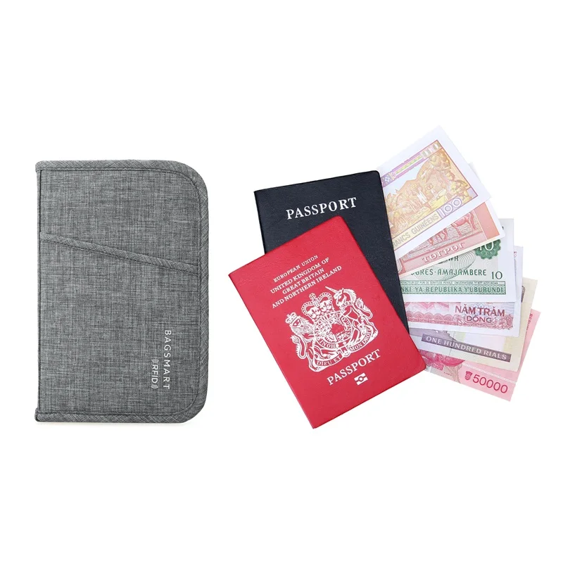 BAGSMART многофункциональная дорожная сумка для паспорта RFID Паспорт ID держатель для карт банковская карта сумка клатч держатель на молнии Чехол кошелек