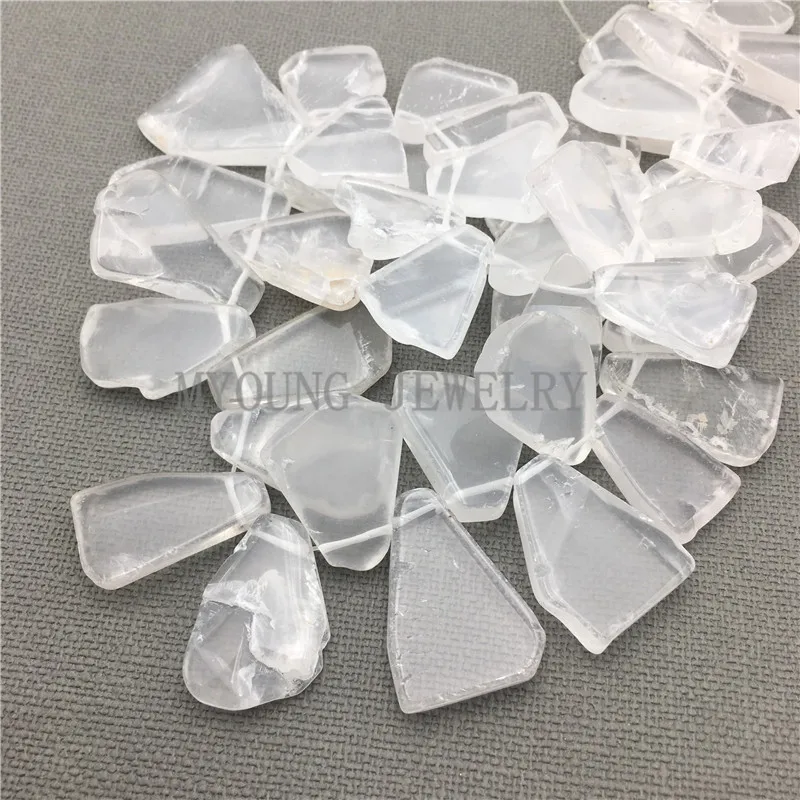 MY0115 Freeform белый прозрачный кристалл в виде камня плоский титановый брикет