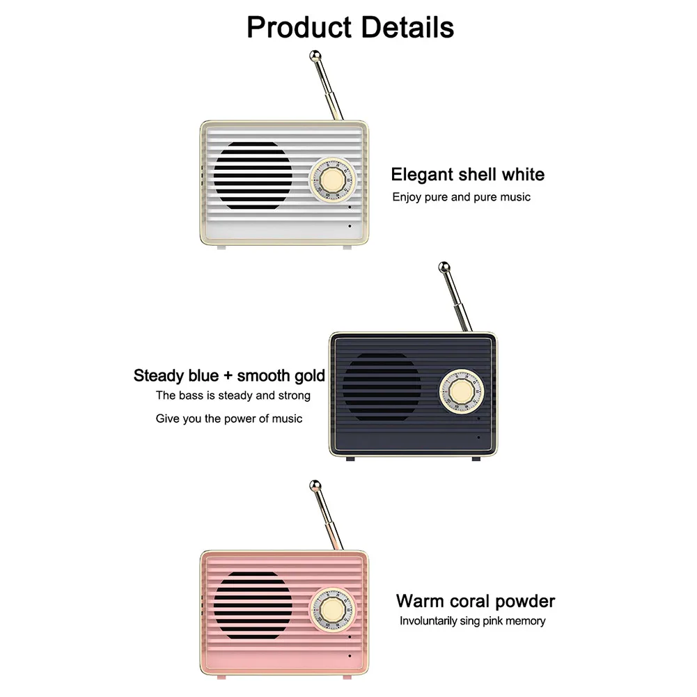 Bluetooth колонка в ретро стиле винтажный мини bluetooth-динамик Ностальгический тяжелый бас 3D Стерео шумоподавление HiFi звуковые эффекты