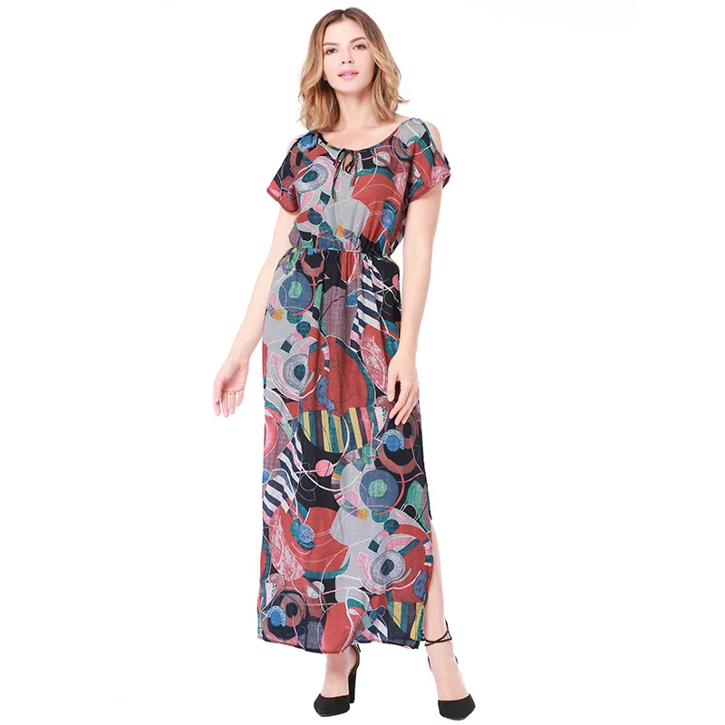 ATOFUL 2018 новое летнее платье женские талии без бретелек разрез Пляж Boho вечерние