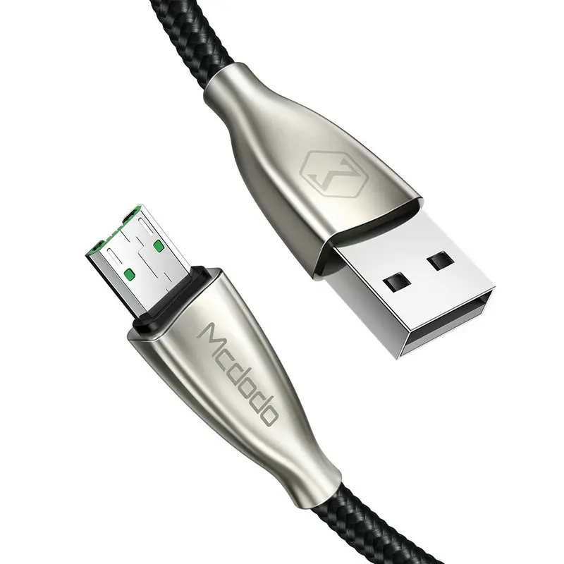 Mcdodo Micro USB кабель 4A нейлон VOOC флэш-кабель для зарядки и передачи данных для samsung Xiaomi OPPO Android мобильный телефон зарядный шнур - Цвет: Black