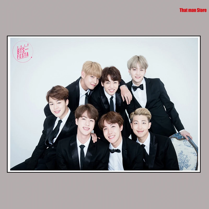 Kpop bangtan Плакаты для мальчиков наклейки на стену белая бумага печать украшение дома 42*30 см