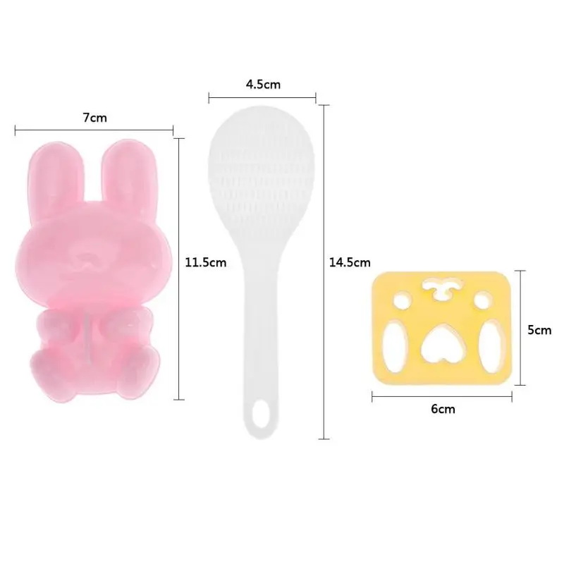 3pcsset Cute Rabbit Animal Shape Sushi Maker Rice Ball Mold Kitchen For Kids Creative Sushi Tools Sets DIY Kitchen Tool Set
