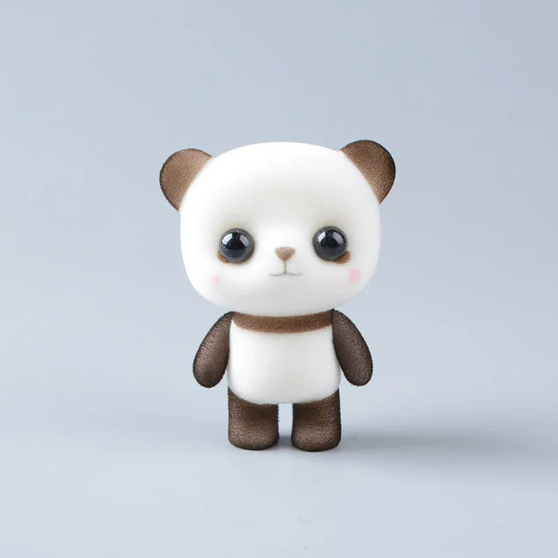 Koteta Kawaii ПВХ флокирующая кукла пушистая панда Пингвин утка мини животные игрушки для детей флокирующая игрушка для девочек детские подарочные фигурки