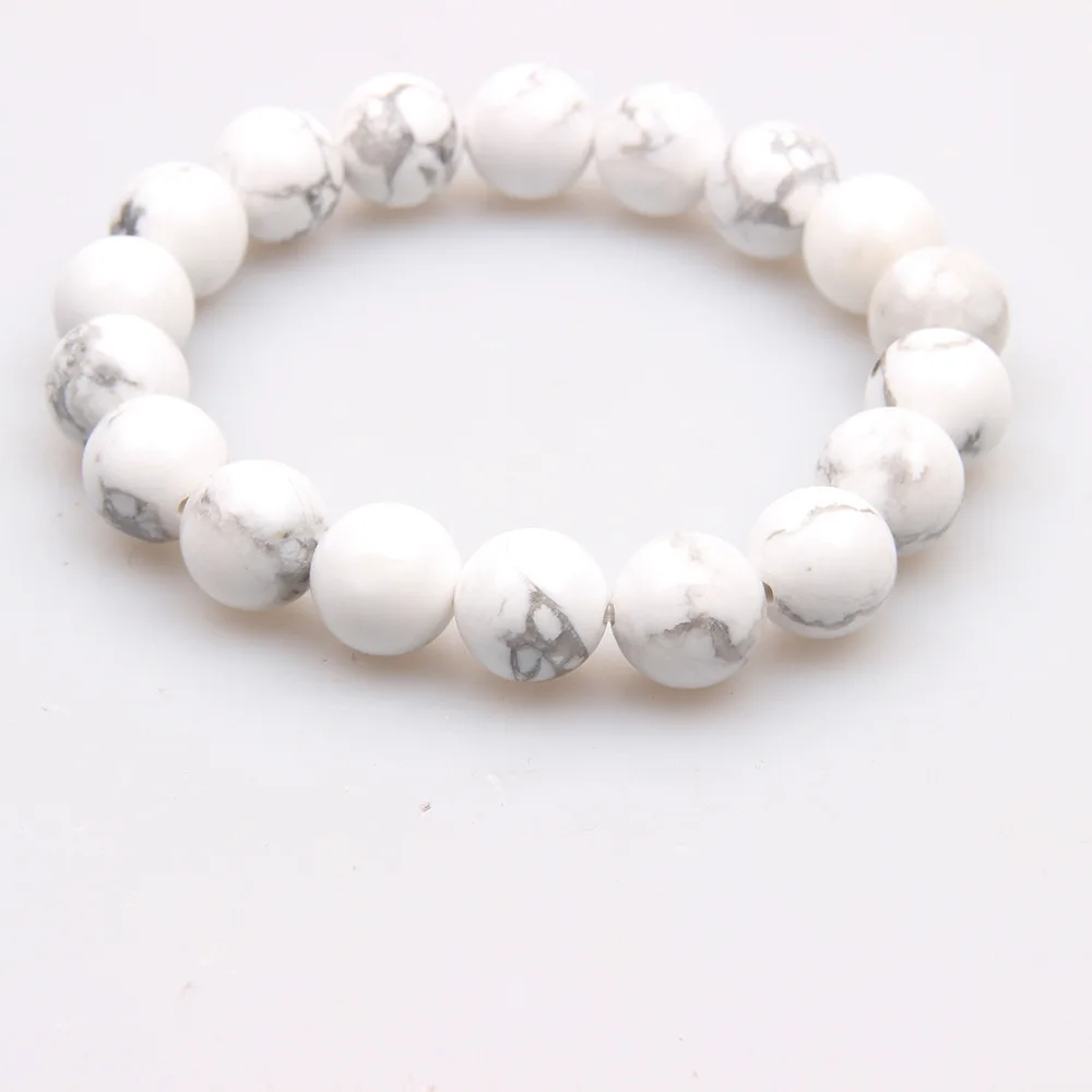 Бусины из натурального камня 6 мм 8 10 глазурованные белые бусины Howlite браслет для