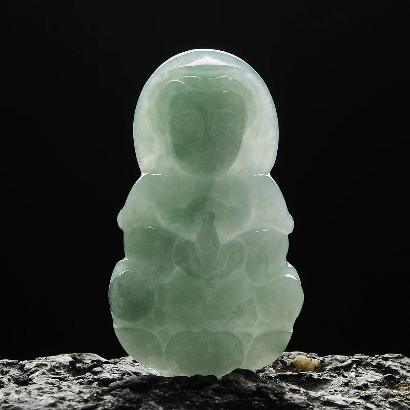 Yu Yixuan Jade Jewelry Natural Oil Green Emerald Guanyin Pendant Length 42mm Width 24mm Thickness 7mm Weight 12.4g | Украшения и
