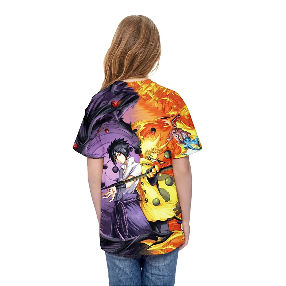 7T-14T Kids Fashion Anime 3d T-shirt Children Naruto Sasuke Tokyo Ghoul Cool Brand T shirt Big Boy Girl Pullover Tshirts Tops