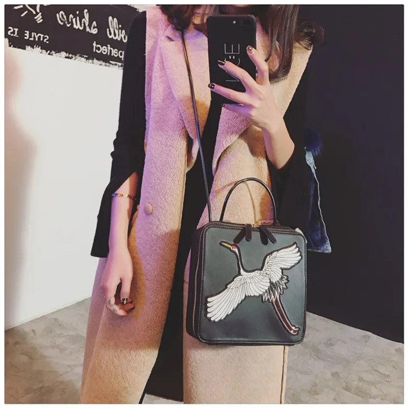 Мода Кран Мультфильм Посланник студенты отдых торговый уличный стиль сумки
