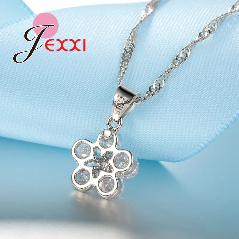 Элегантный женский комплект ювелирных изделий в виде цветка из стерлингового