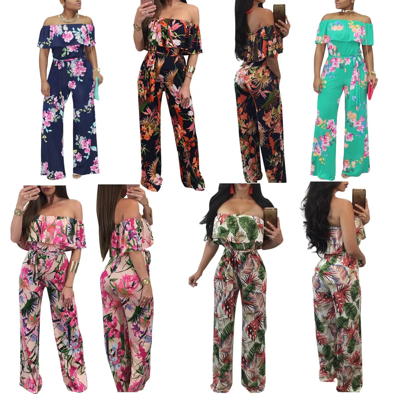 Женский комбинезон с принтом летний цветочным 2017 | Женская одежда