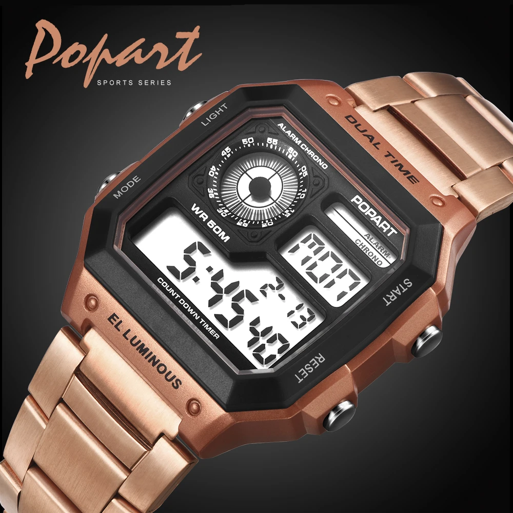 POPART модные электронные часы мужские водонепроницаемые спортивные s люксовый