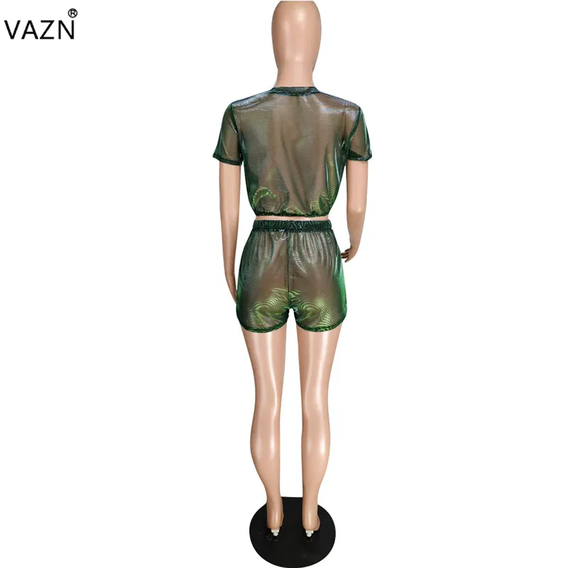 Женский комплект из 2 предметов VAZN однотонный топ с круглым вырезом и короткими