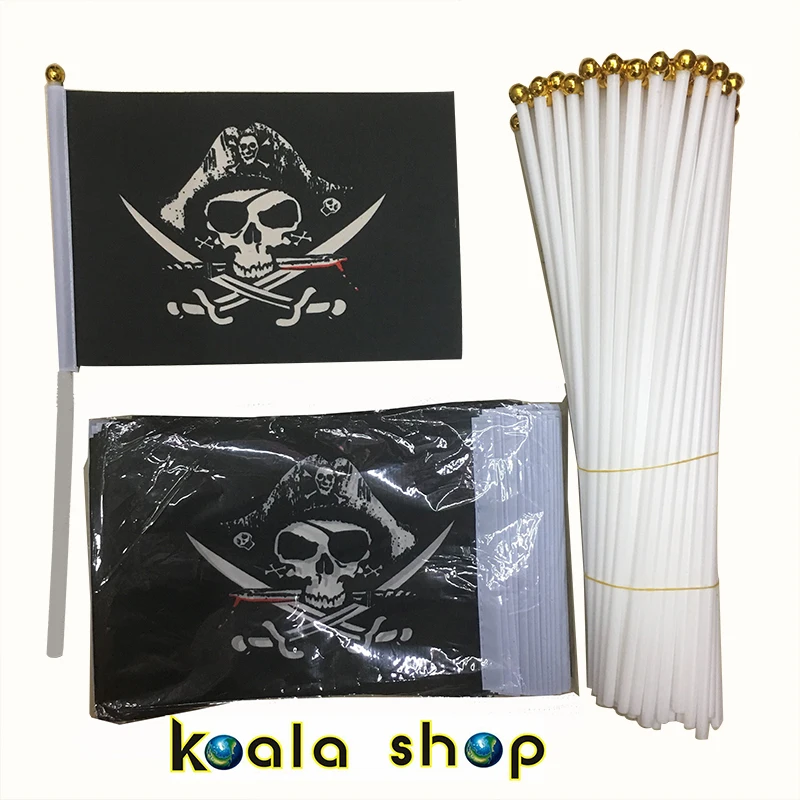 100 шт./лот Jolly Roger Череп и крест скрещенные кости Пираты Ручной флаг всех святых 14*21