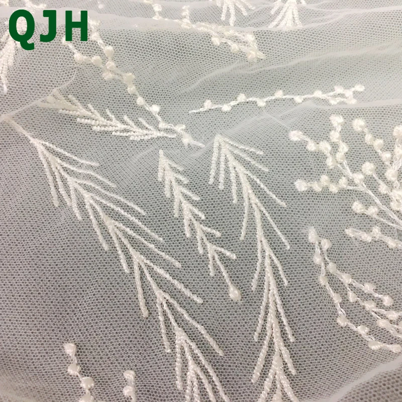 Новинка лета 2018 кружевная ткань из полиэстера с вышивкой в виде листьев