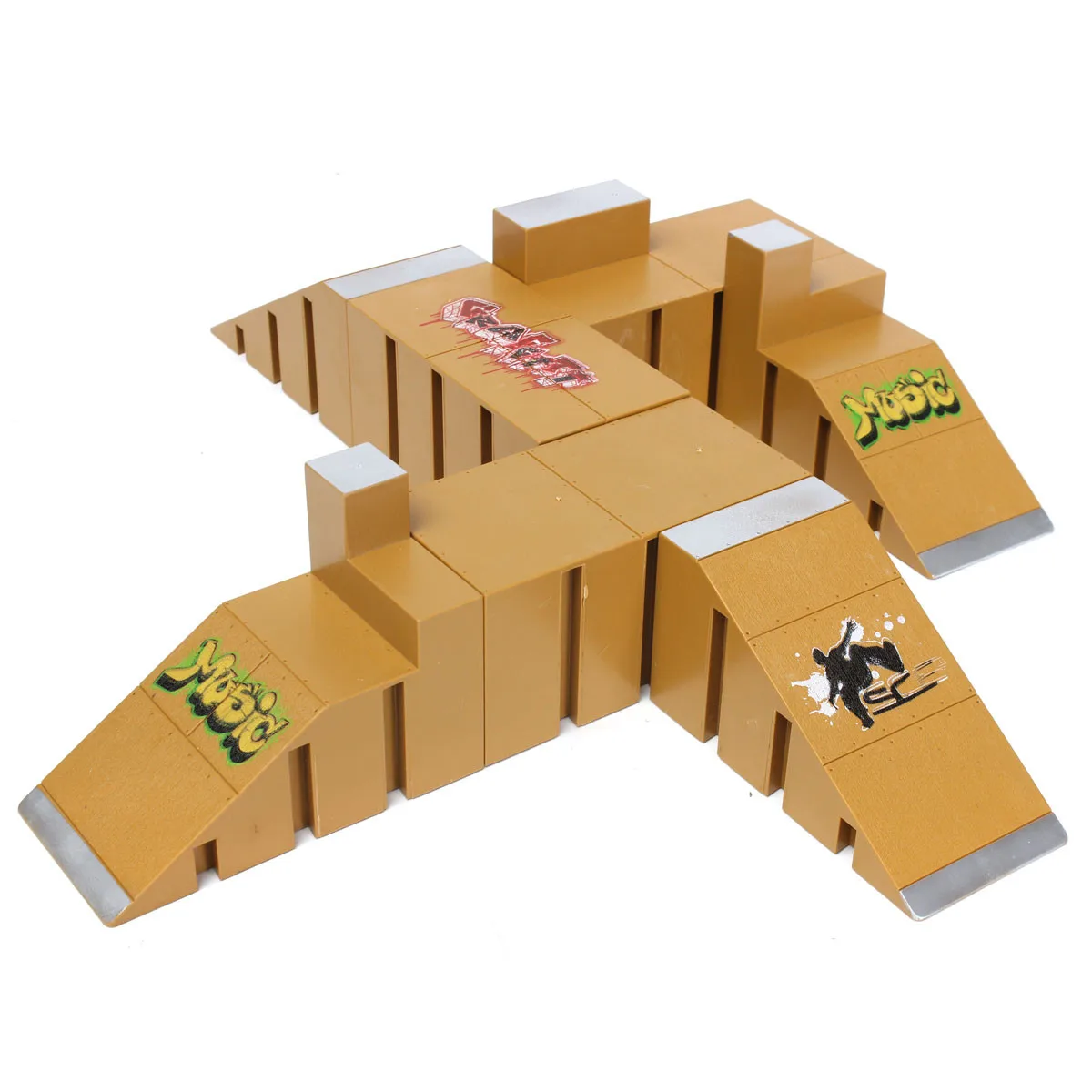 Yellow Skate Park Ramp Parts for Fingerboard Finger Board Parks Amateur Kids Childrens Birthday Gift Toy