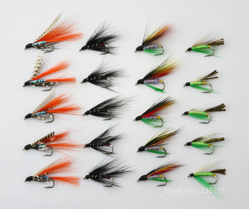 

40Pcs Salmon And Trout Dry Wet Flies Fly Fishing Lures