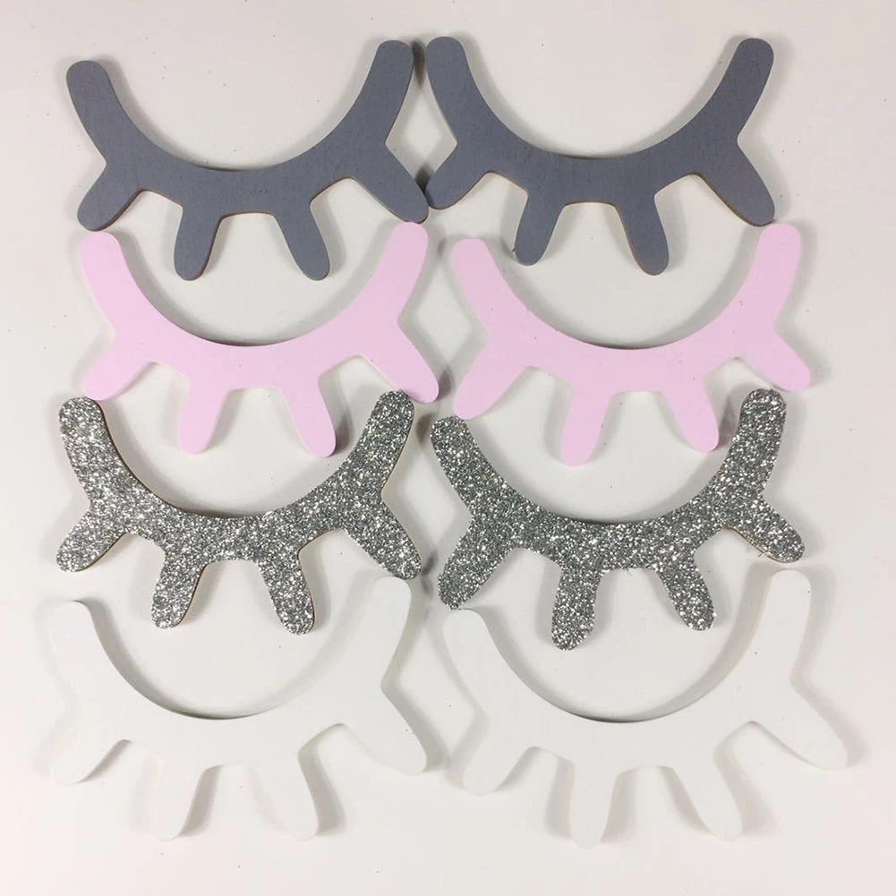 

2Pcs Wooden Eyelashes Wall Stickers DIY Kids Bedroom Living Room Art Decal Sticker On the Wall Room Decoration