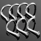 Кольца-гвоздики для пирсинга носа, из хирургической стали с кристаллами под драгоценный камень, 18g  20g, 10 шт.лот