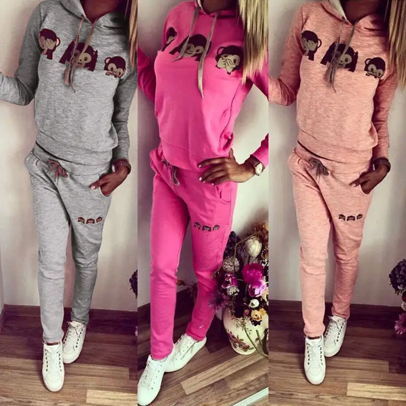 Женский спортивный костюм с капюшоном теплая Повседневная Спортивная одежда