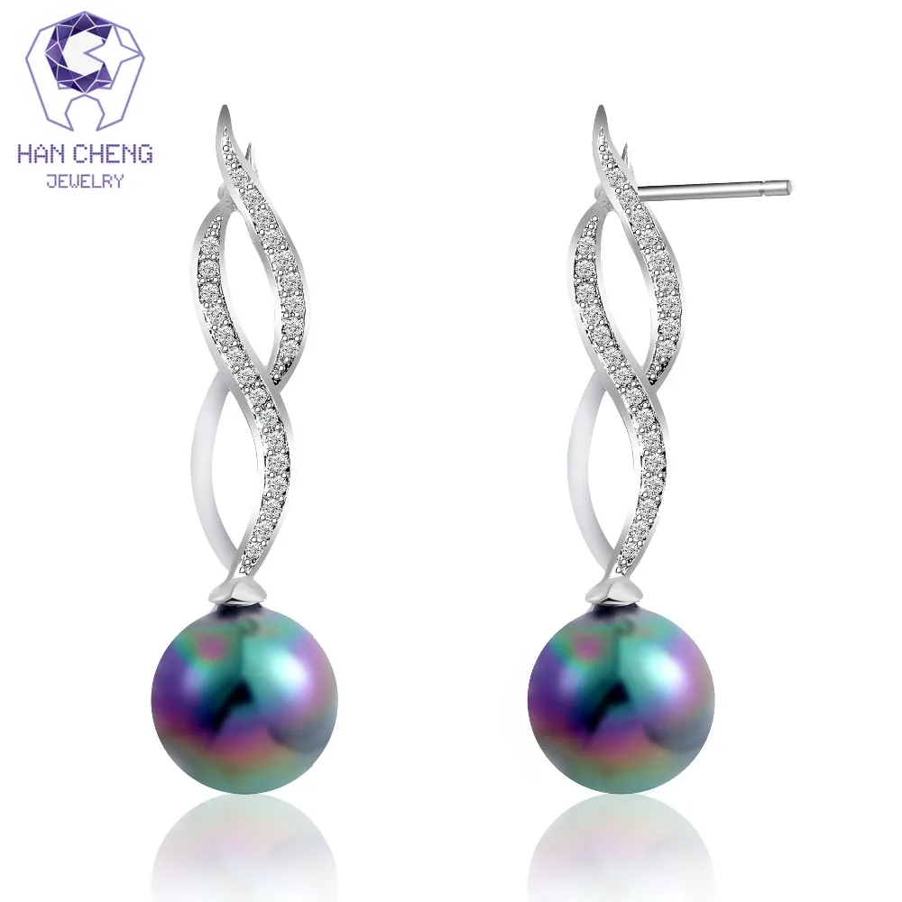 

Новые роскошные висячие серьги HanCheng с искусственным цирконием, яркие жемчужные Висячие серьги для женщин, ювелирные изделия, бижутерия