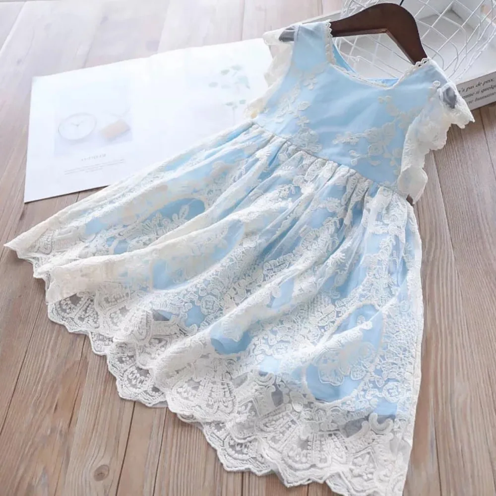 2019 Girl Embroidery Flower Dress Princess Lace tutu Party Kids Clothing Baby Palace Sleeveless | Детская одежда и обувь