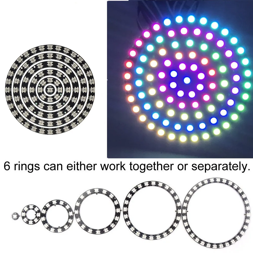 1 8 12 16 24 32 48 60 93 241 светодиоды WS2812B кольцо SK6812 RGBW модуль 5050 RGB Integrated драйверы для Arduino