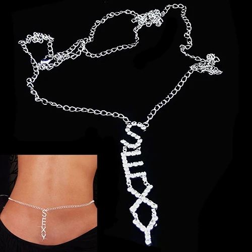 Women Sexy Rhinestone Butterfly Dance Body Belly Waist Chain Jewelry New