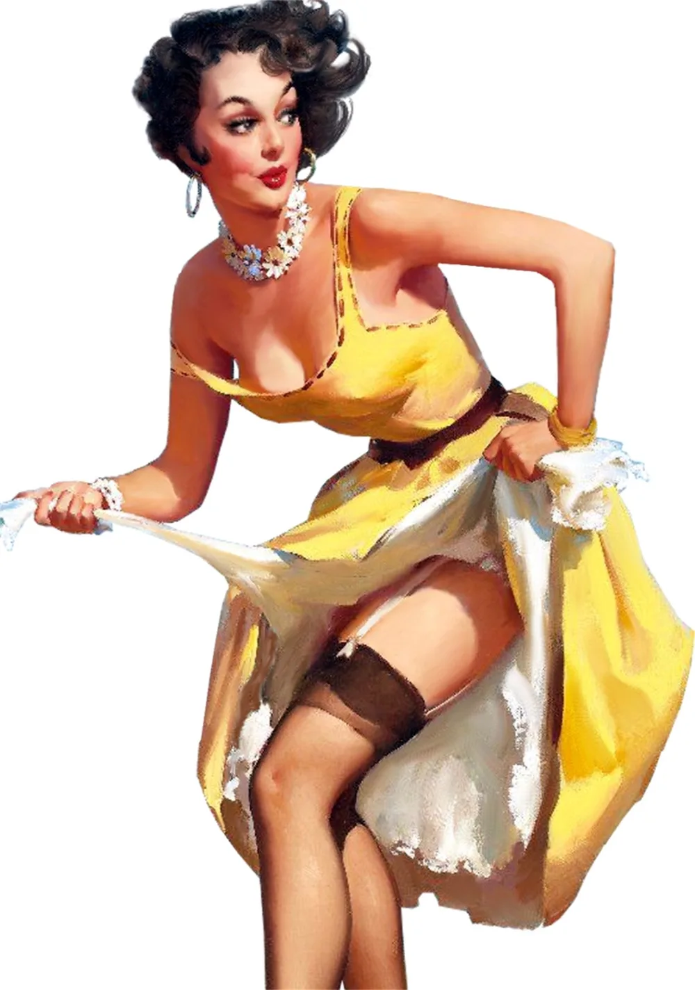 Желтая юбка для девочек винтажный постер в стиле поп-арт классическая