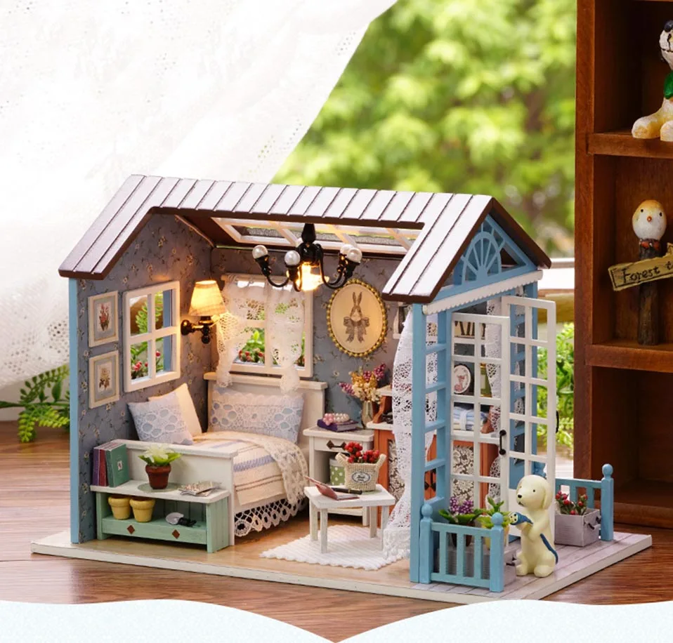 Кукольный дом Diy деревянный кукольный дом DIY 1:12 Кукольный Миниатюрный дом аксессуары/фарфор/мебель деревянная игрушка дом замок игрушки