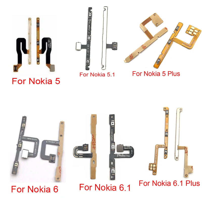 10 Pcs/Lot Power on/off Volume Key Button Flex Cable Ribbon For Nokia 2 3 5 6 7 8 2.1 3.1 5.1 6.1 7.1 Plus | Мобильные телефоны и