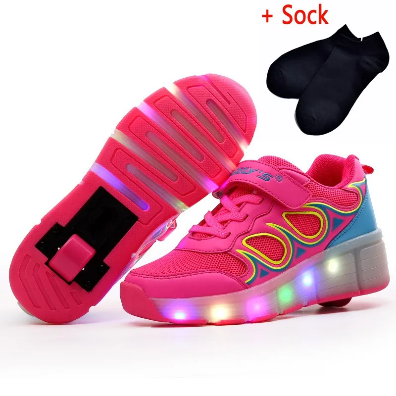 Детская обувь с светодиодный проблесковые маячки дети обувь; sapatos femininos; для мальчиков и девочек светящиеся кроссовки; Цвет: розовый, золотистый; Серебристый - Цвет: pink b084