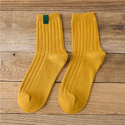 A1079-Yellow Высокое качество, новая мода, 1 пара, теплые осенне-зимние стильные Рождественские Зимние женские носки, полосатые носки для женщин, женские забавные носки - Цвет: A1079-Yellow