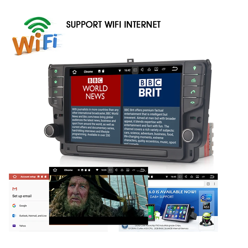 9 "Android 7 1 автомобильный мультимедийный плеер радио gps SatNav BT DAB + USB WiFi DVR DTV для GOLF