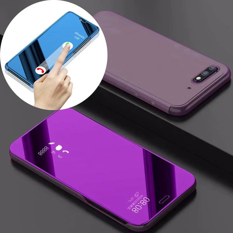 Смарт-зеркало окном View Cover для huawei P Smart задняя крышка ясно откидная |