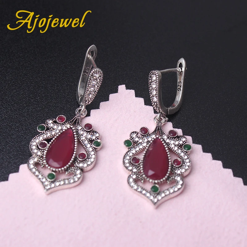Ajojewel зеленый/красный полимерный камень Винтажные Ювелирные наборы для женщин