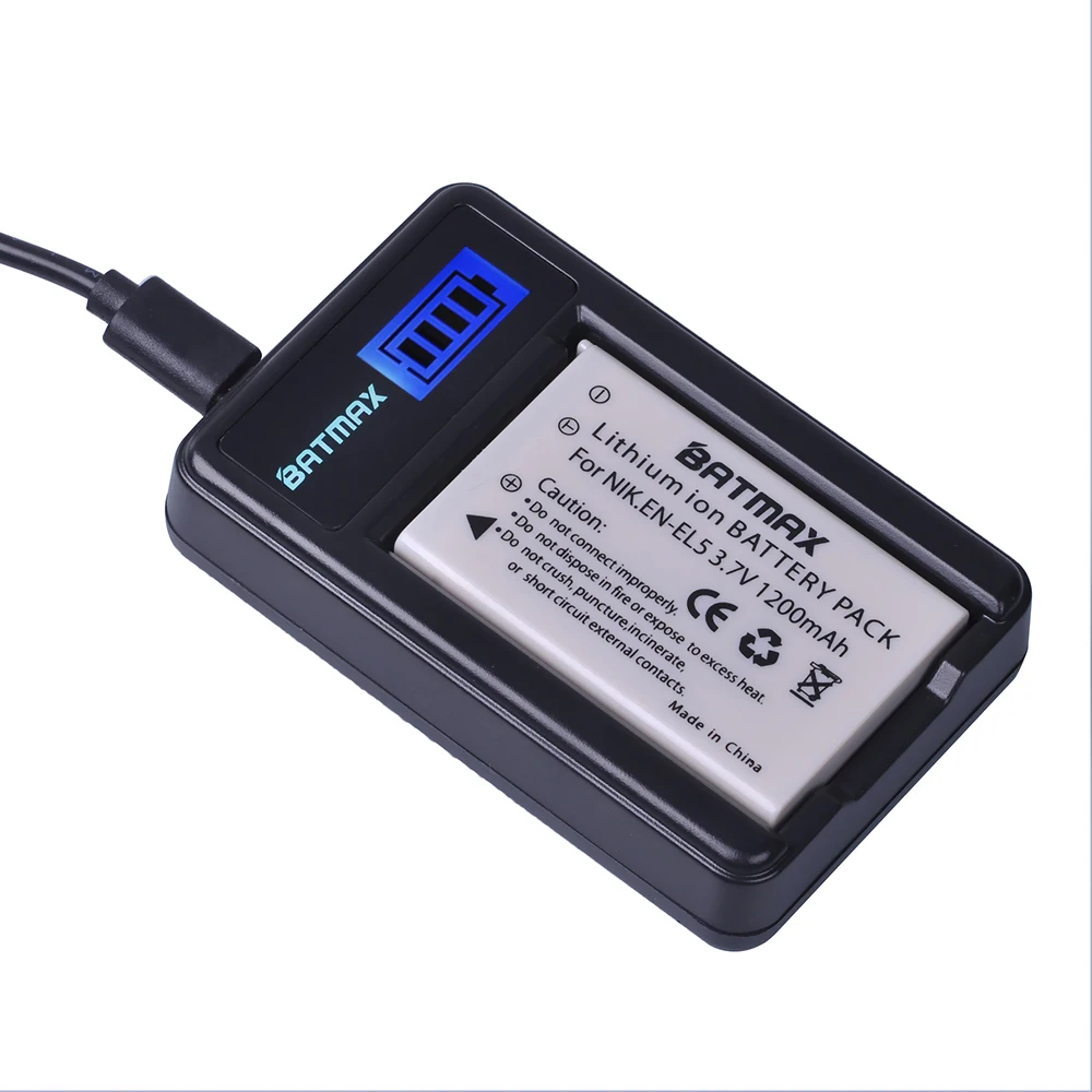Batmax 2 шт. EN-EL5 батарея EN EL5 ENEL5 + ЖК-Зарядное устройство USB для NIKON Coolpix P530 P520 P510 P100 P500
