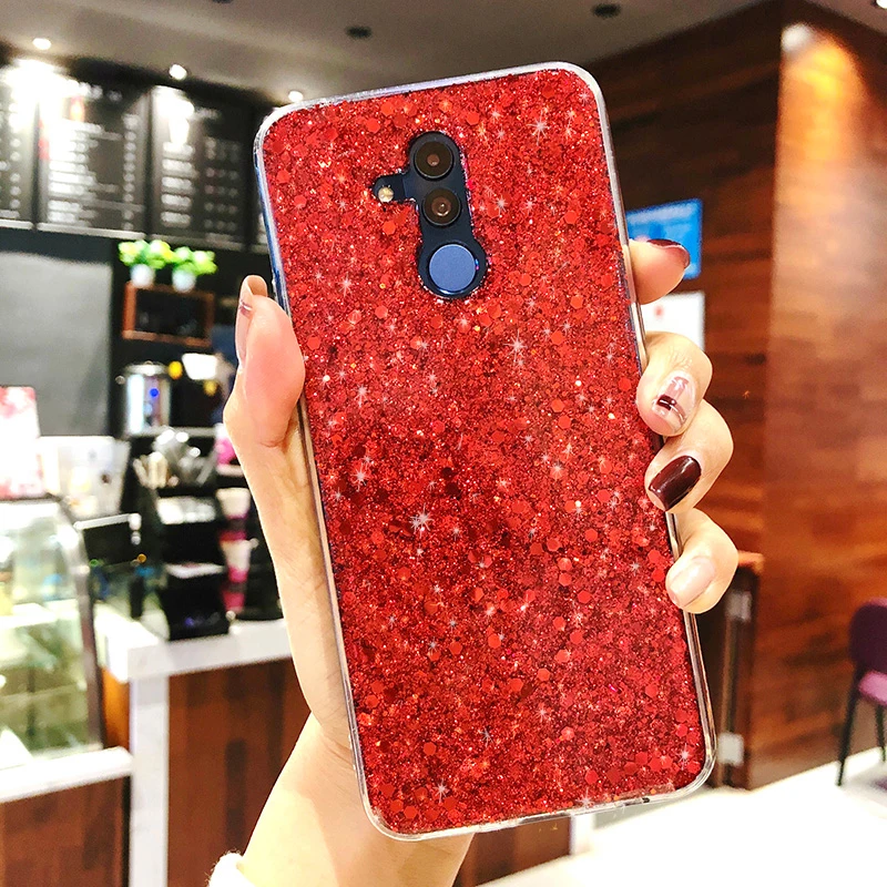 Красный Мягкий ТПУ чехол для телефона huawei mate 20 P20 P30 lite Pro P Smart Nova 4 3 3i для Honor 8X V20 9 10 7C 7A милый блестящий чехол - Цвет: Красный