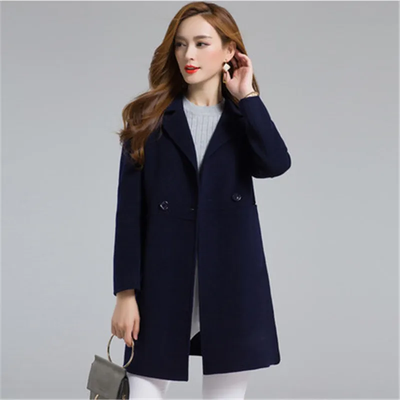 Женская шерстяная парка средней длины двухсторонняя Шерстяная с отворотом