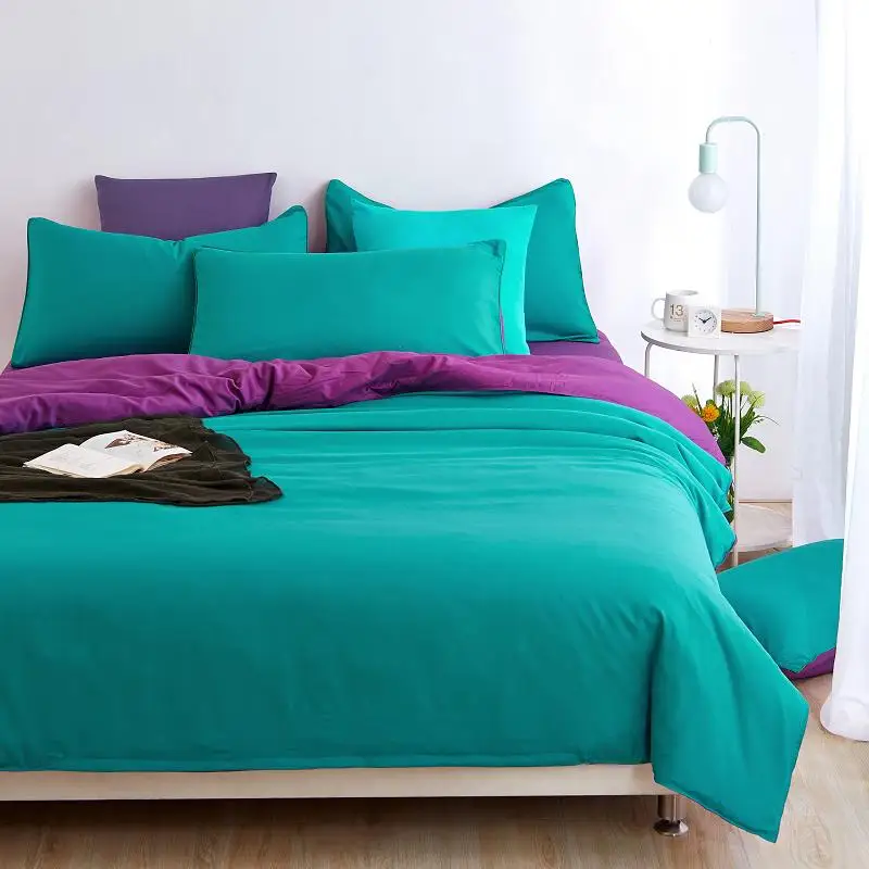 10 Colors Colorful Solid Bedspread King Size Queen/Full Duvet Cover Green/Blue/Pink/Gold Girls Bedding | Дом и сад