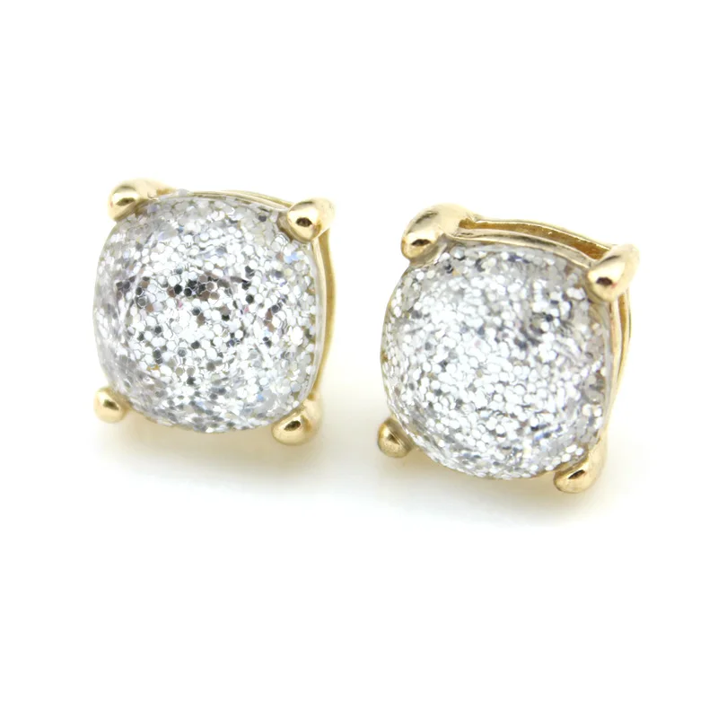 

2021 New Valentine's Day Earrings Glitter Stud Earrings Women Fashion Jewelry Gold Small Square Dot Earrings Korean Earrings