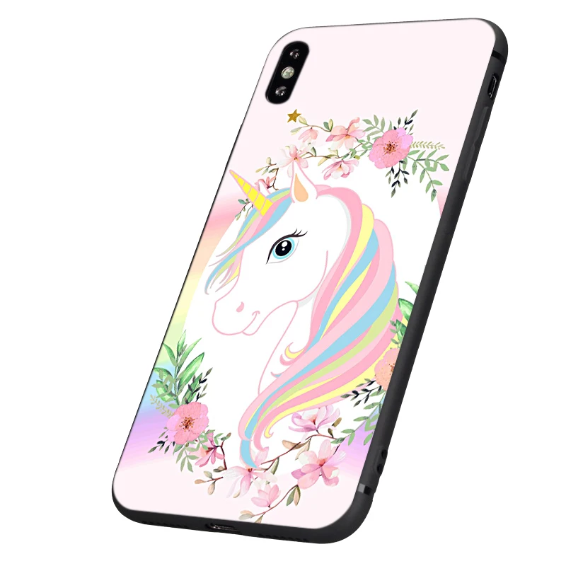 black tpu case for iphone 5 5s se 2020 6 6s 7 8 plus x 10 case cover for iphone xr xs 11 pro max case rainbow lovely unicorn free global shipping