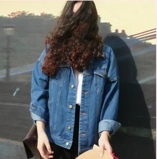 

Korean retro solid color denim loose coat