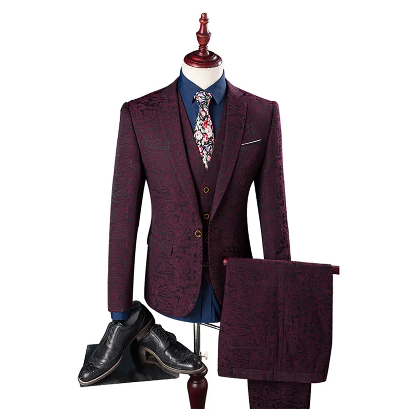(Пиджак + жилет брюки) мужские костюмы 2017 Новый стиль мужской модный костюм на