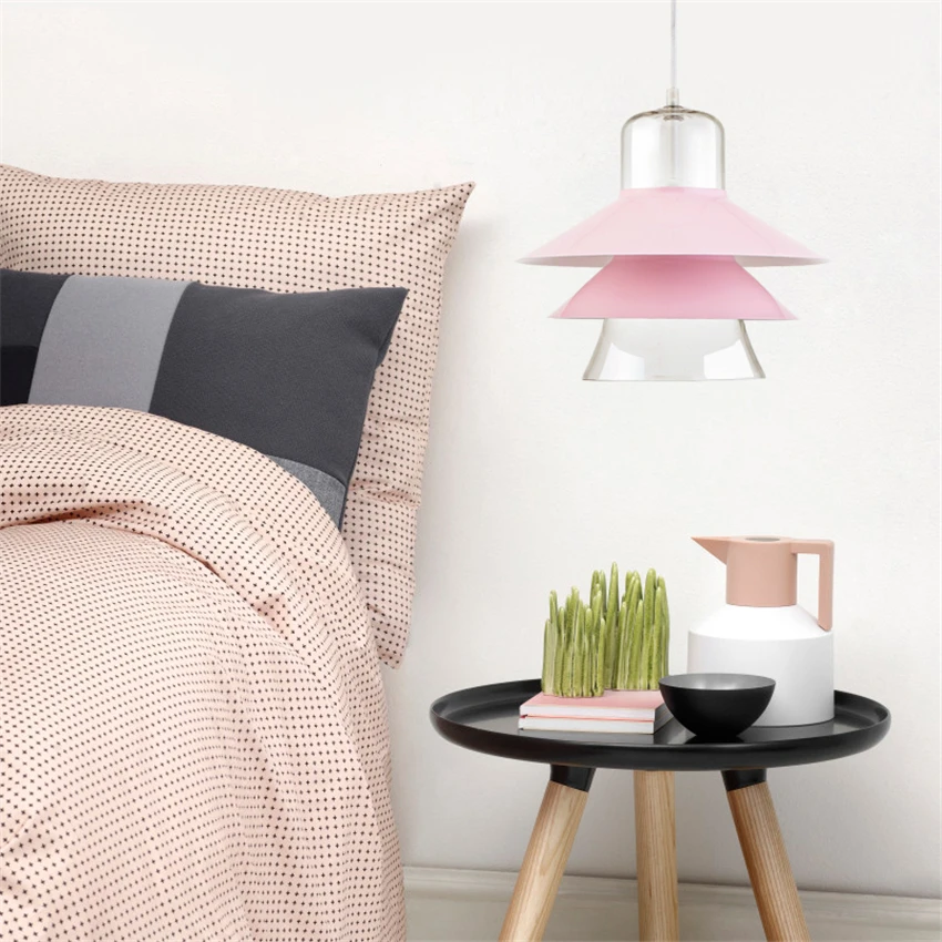 Modern Color Led Glass Pendant Lights Lamps Bedroom Bedside Living Room Cafe Office Lighting Decor Hanging Light Fixtures | Лампы и