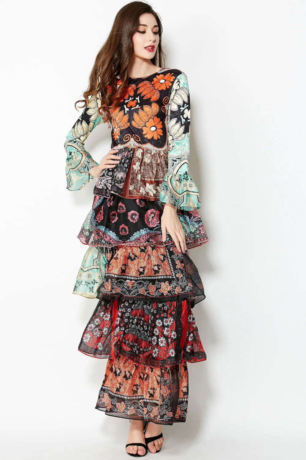 Оптовая продажа длинное платье новое Европейское американское винтажное в пол с